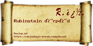 Rubinstein Árpád névjegykártya